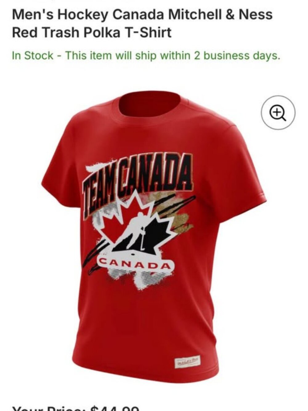 NEW! Team Canada Mitchell & Ness Shirt - Size Large